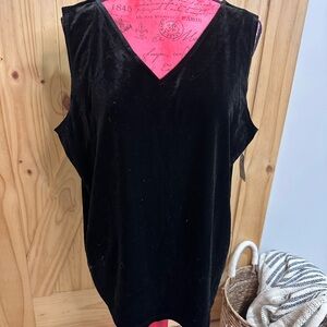 Chico's Black Velvet V-Neck Tank Top